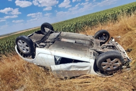 Tekirdağ’da kontrolden çıkan otomobil takla attı; 1 yaral.
