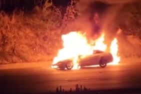 Tekirdağ'da seyir halindeki otomobil alev alev yandı