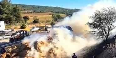 Tekirdağ’da otomobil yangınında, 200 dönüm anız ve TIR d
